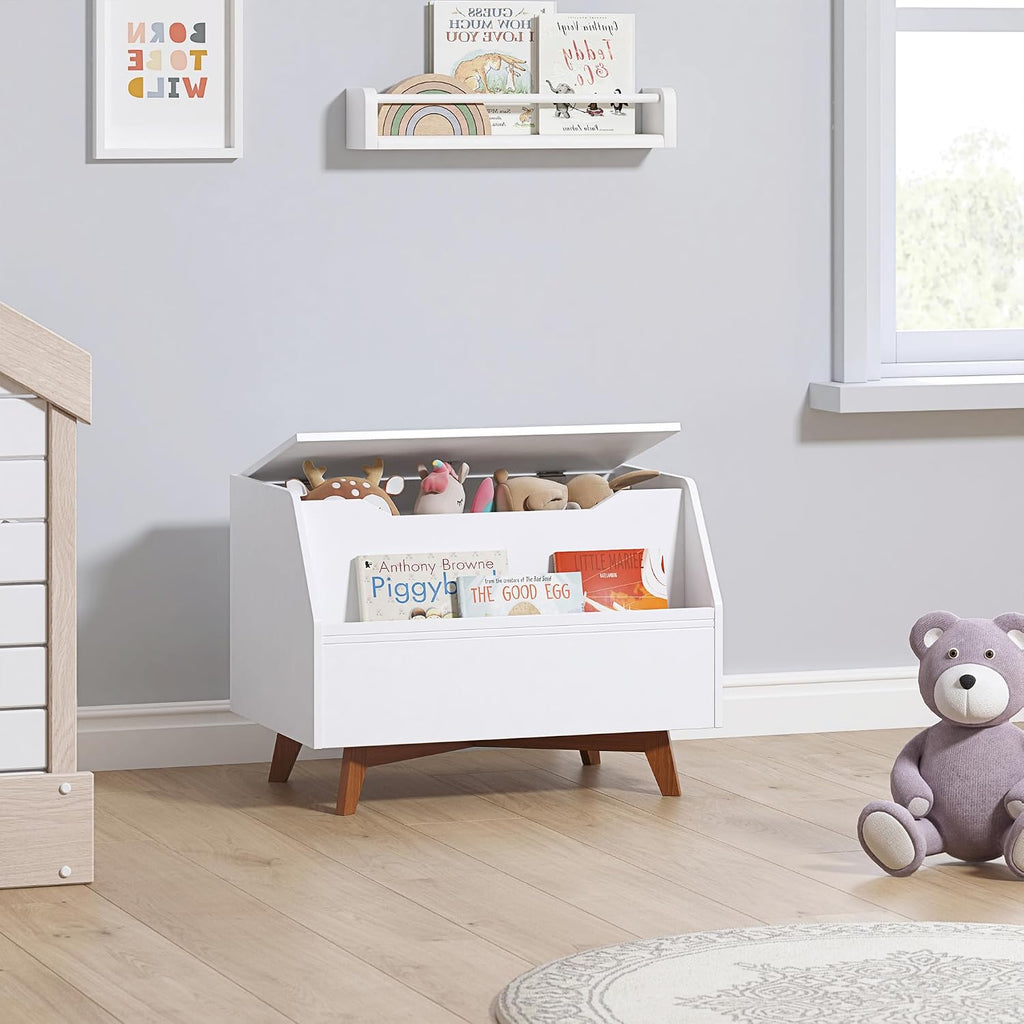 Kids Toy Box, Toy Chest with Bookshelf, Kids Storage Organizer Bench | Wooden Toy Trunk With Lit, Gently Tapered
