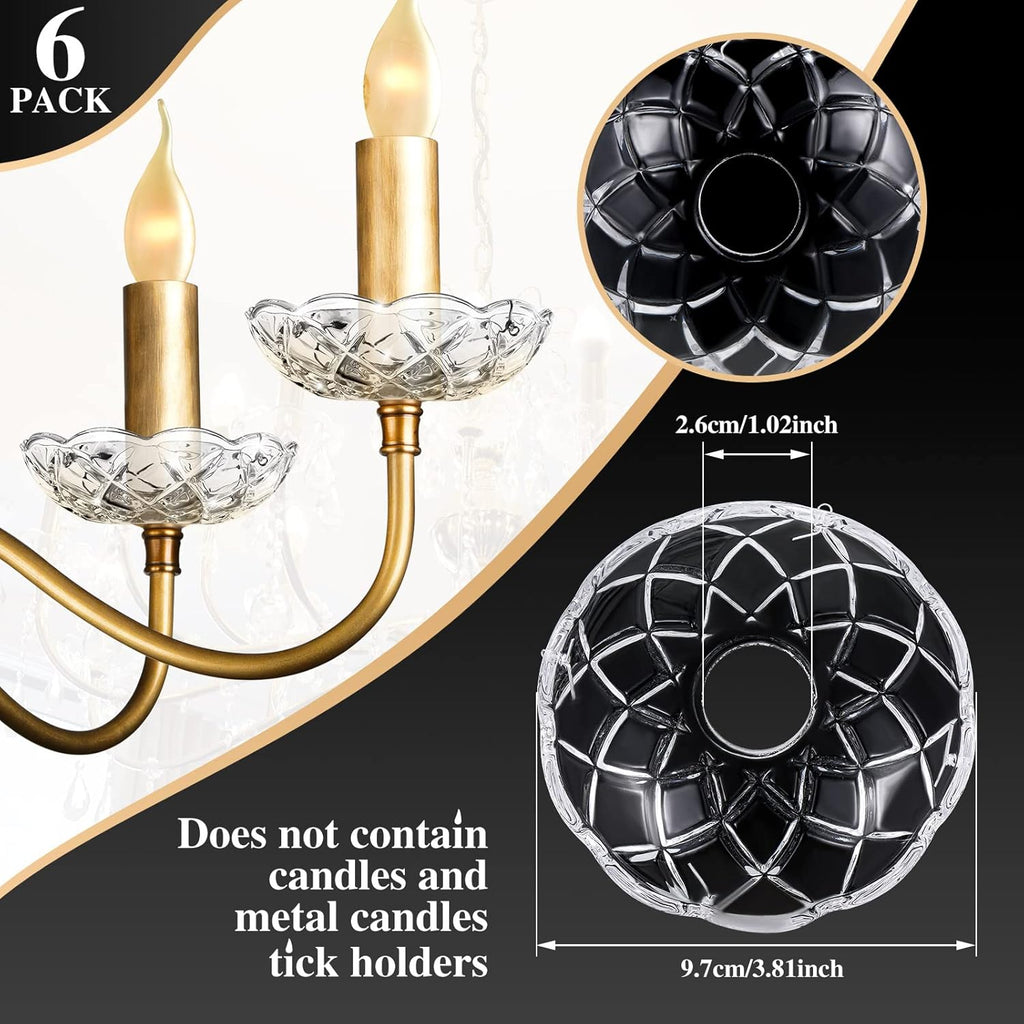 6 Pcs Chandelier Bobeche with 4 Side Holes Bobeches for Chandelier Crystal Replacement 4 Inch Small Bobeche Cups