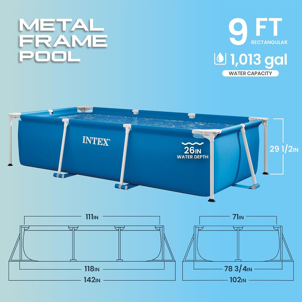 Metal Frame 9ft 10in x 6ft 6.75in x 29.5in Above Ground Swimming Pool | 28272EH -Pool Only (Pump Not Included)
