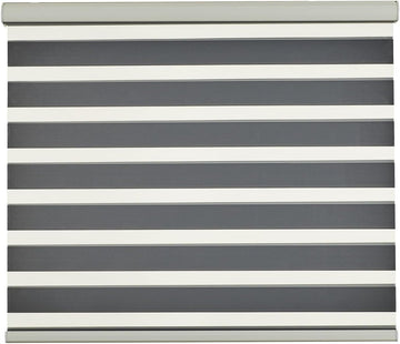 Cordless Zebra Blinds for Indoor Windows, Free-Stop Cordless, Light Filtering Sheer Shades Dual Layer for Day and Night, Roller Shades for Home (34.25" W X 64" H, Grey)