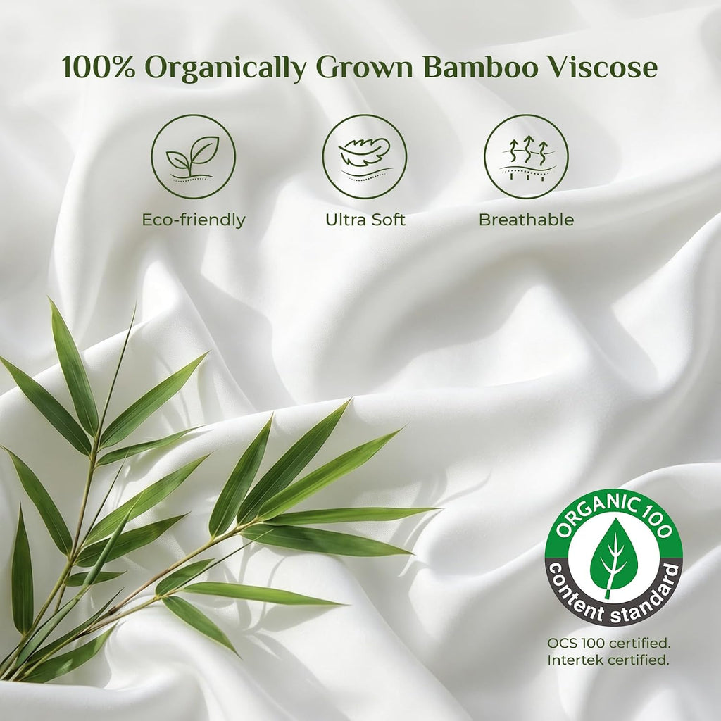 Bamboo Viscose Sheet Set, King, 4 Pieces, White - Set of 4