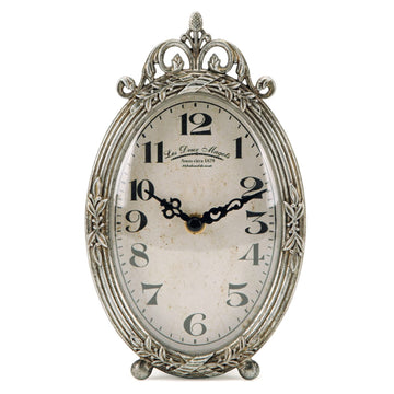 Small Vintage Table Clock, Silent Elegant Silver Desk Clock