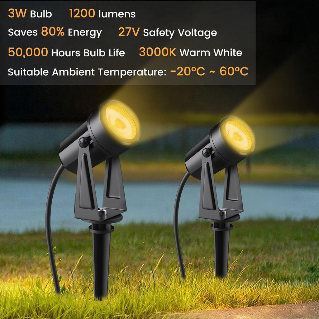 Low Voltage Landscape Lighting,4 Pack Outdoor LED Landscape Spotlights with Transformer 27V Garden Lights Pathway