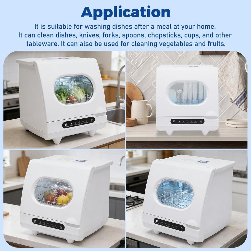 Portable Countertop Dishwashers, 800W 6-Sets 5 Washing Programs Desktop Non Installation Dishwasher Compact Dishwasher