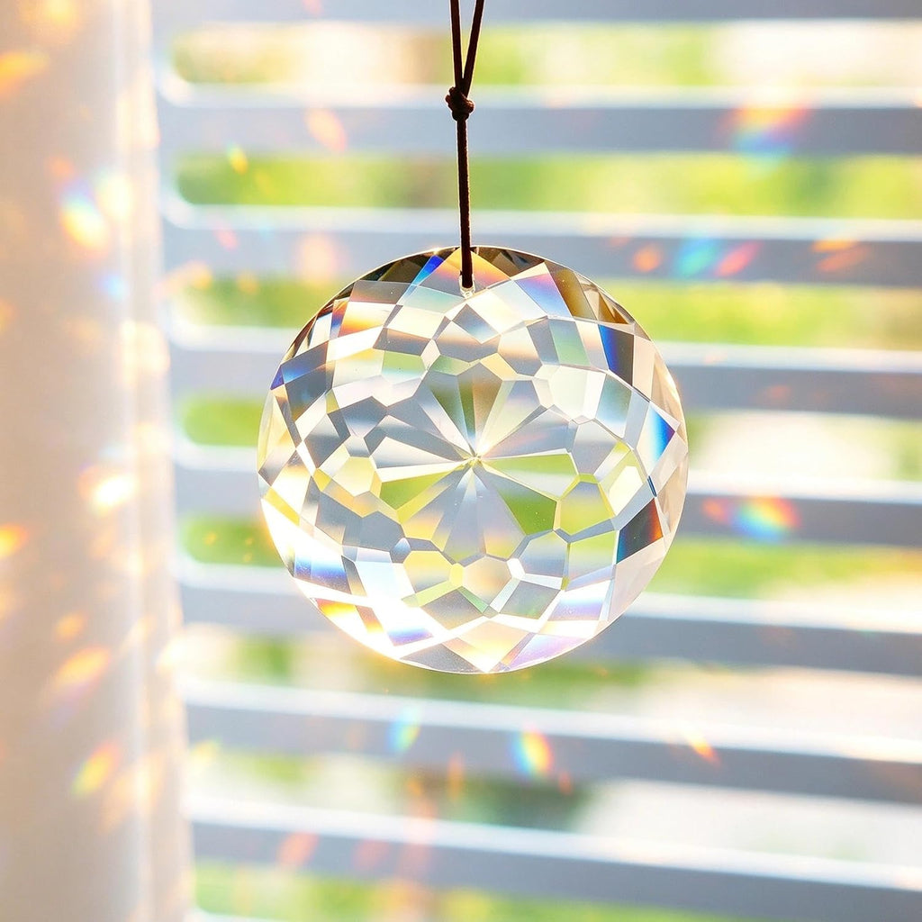 75mm Large Prism Hanging Crystal Suncatcher Clear Sun Catcher Indoor Window - Crystal Flower of Life Prisms