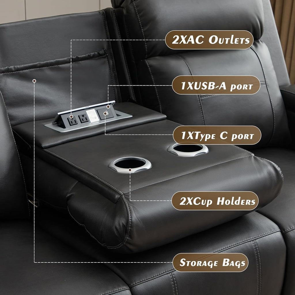 Power Reclining Sofa with Adjustable Headrest