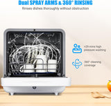Portable Countertop Dishwasher with 5L Built-in Water Tank, Dishwasher 6 Washing Programs, Glass Door Dishwasher