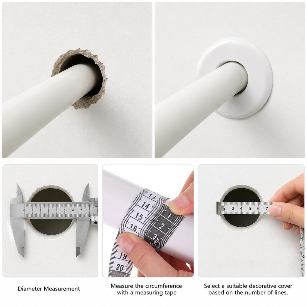 2 Pcs Wall Split Flange, 2"/51mm Diameter ABS Round Self-Adhesive Escutcheon Plate Plumbing Cover Plates for Water