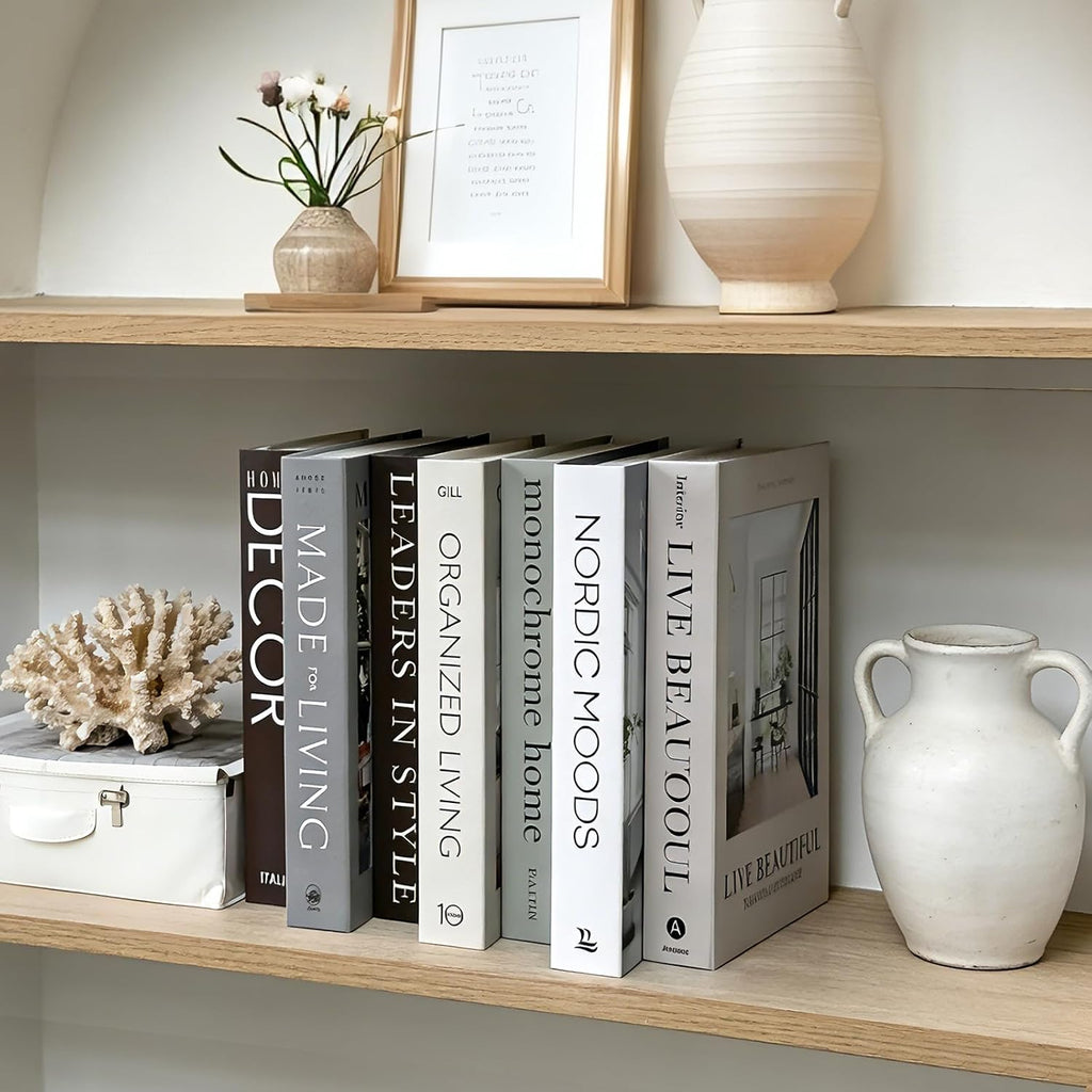 Decorative Books Decor - 7 Pcs Fake Books for Decoration, Faux Stack for Bookshelf, Coffee Table, Designer Decor Set