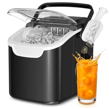 Countertop Ice Maker Machine, 8 Cubes in 6 Mins, 26.5 lbs/Day, Self-Cleaning, 2 Sizes, Ultra-Quiet