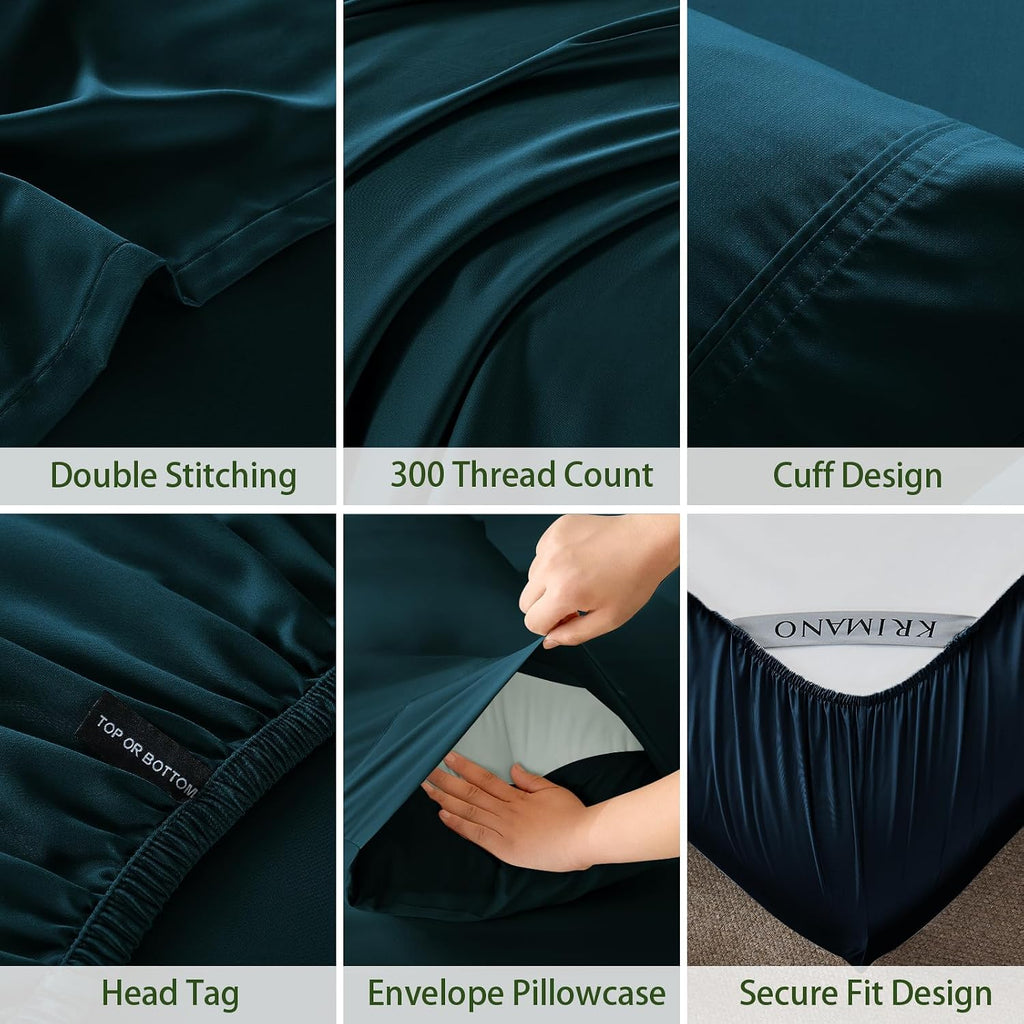 Sheet Set, Viscose Bamboo Sheets for Bed Set 4pcs, 100% Viscose Derived from Bamboo, Hotel Luxury Silky