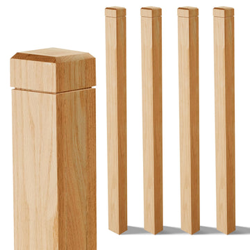 4 Pcs 3" x 48" Solid Red Oak Stair Newel Post Single Groove