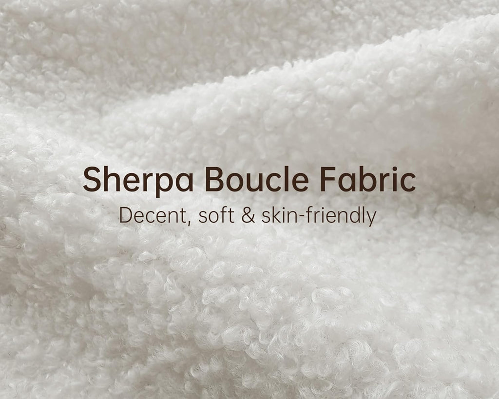 Modern Cloud Couch - 3 Seater Sherpa Boucle Sofa with Wood Legs