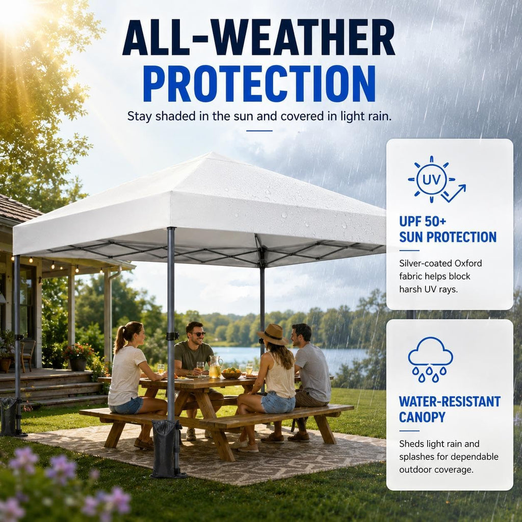 10x10 Pop Up Canopy Tent 1-Button One Person Quick Setup