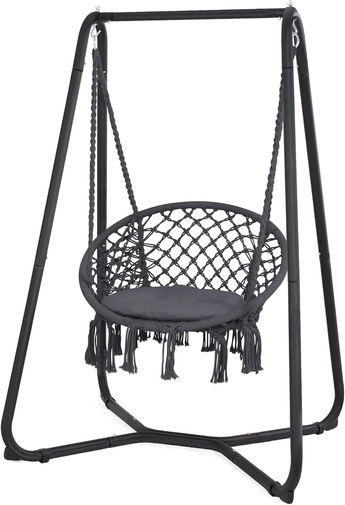 Chair with Stand Included, Heavy Duty Hanging Chair with Stand, 330 lbs Capacity, Patent Pending, Grey
