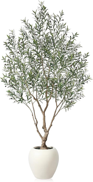 8 Feet Olive Trees Artificial Indoor with Round Artisan Planter