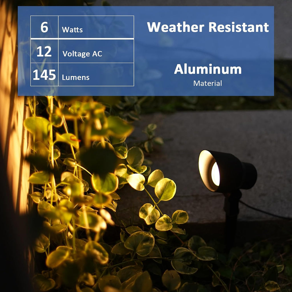 LED Floodlight Low Voltage Landscape Lighting Outdoor Spotlight for Walls Trees Flags Decorative Light, 6 Watt 12V AC