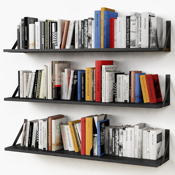 Floating Shelves 36 Inches Long 8 in Deep Set of 3, Large Wall Shelf Books, Heavy Duty Wide Wall Shelving Office