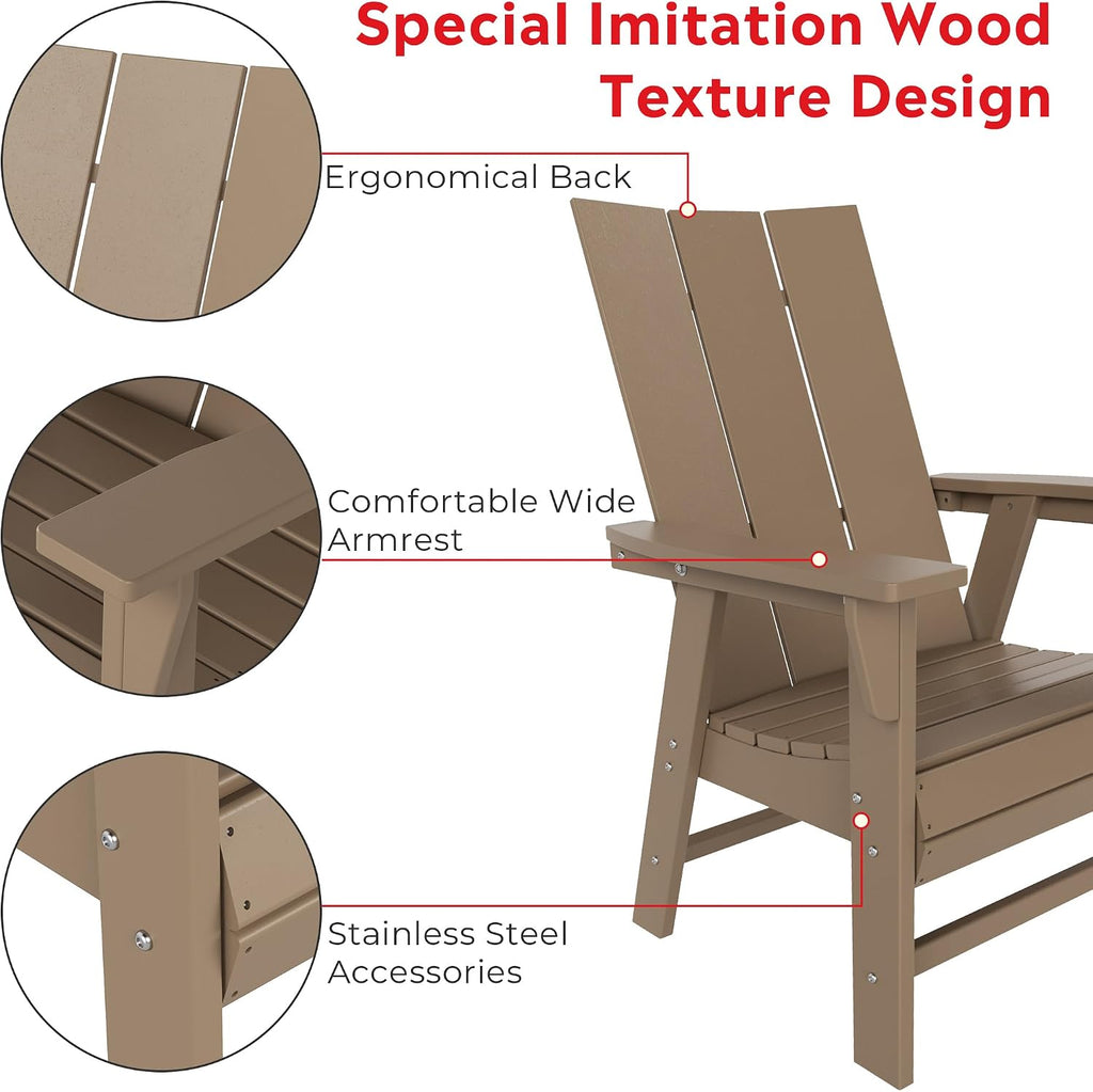 Fire Pit Chairs, Outdoor Chair HDPE Adirondack Chair, Modern Patio Porch Chair, Front Porch Backyard Deck Outside
