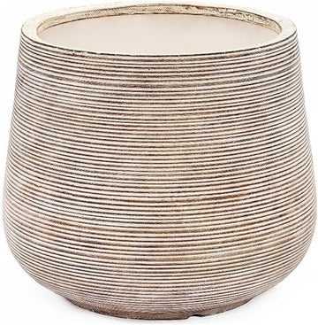 17" Round Planters for Indoor Plants, Distressed Large Plant Pot | Planter with Drainage Hole and Rubber