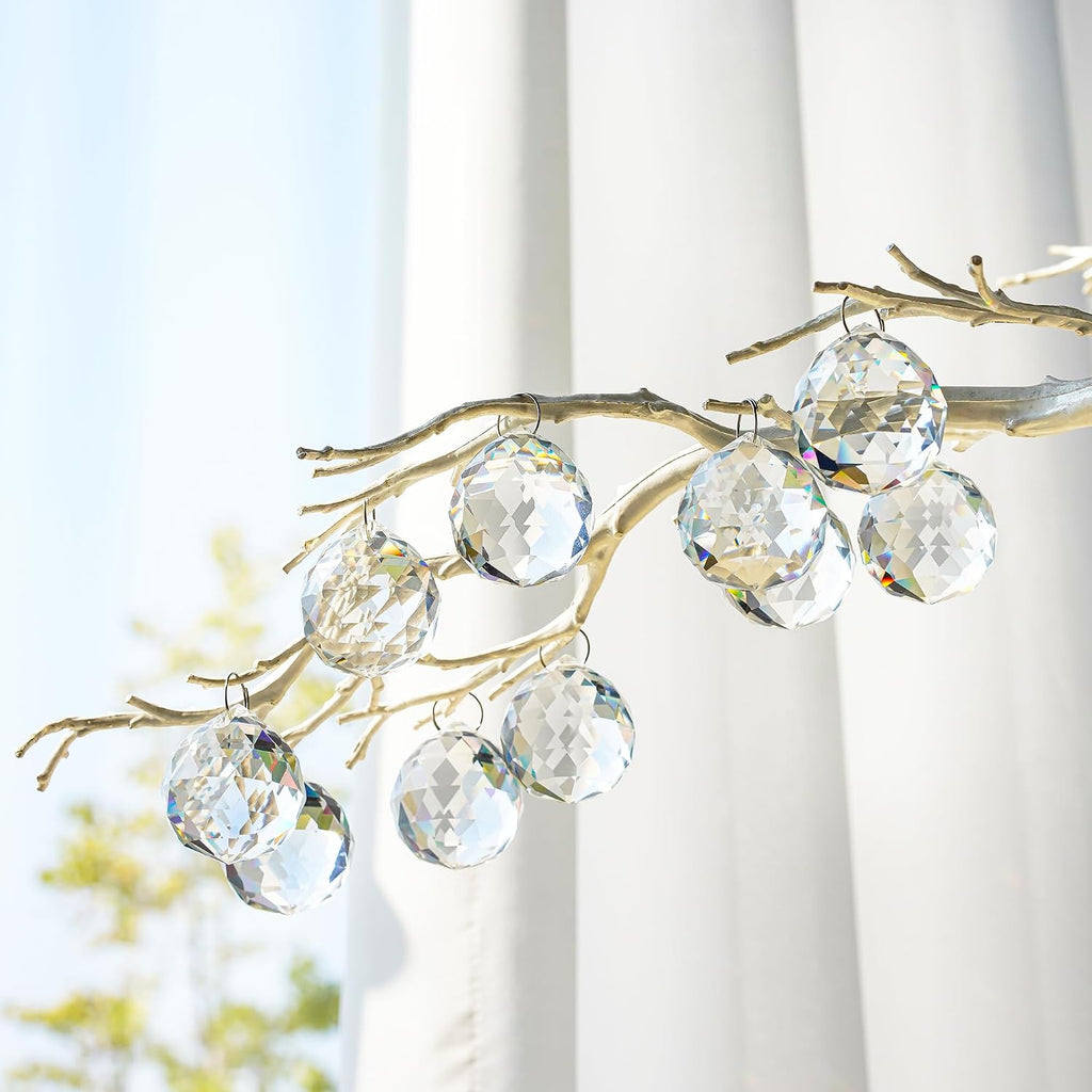 Crystal Prism 12PCS 1.2" Crystal Ball Prism K9 Glass Hanging Ornaments - Precision Faceted Cuts Brilliant Rainbow