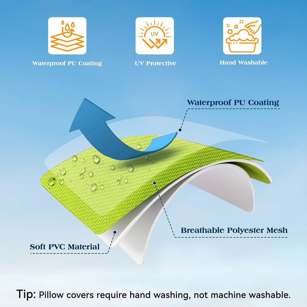 Waterproof Outdoor Throw Pillow Cover, 2 Pack Solid PU Coating Throw Pillow Case UV Protection Garden Cushion Cover
