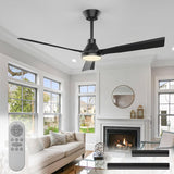 52 Inch Ceiling Fans with Lights and Remote, ETL Quiet Reversible DC Full Copper Motor, 2 Downrods, 3 CCT Dimmable, 6 Speeds Outdoor Ceiling Fans for Patios Porch Bedroom Living Room Black A101-B0DFVZYT54