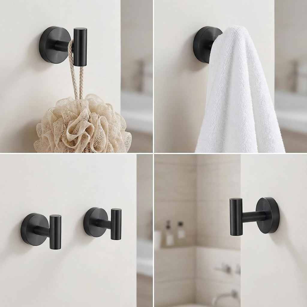 5-Piece Bathroom Hardware Set, Black SUS304 Stainless Steel Bathroom Accessories Kit, Includes 24" Towel Bar, Toilet