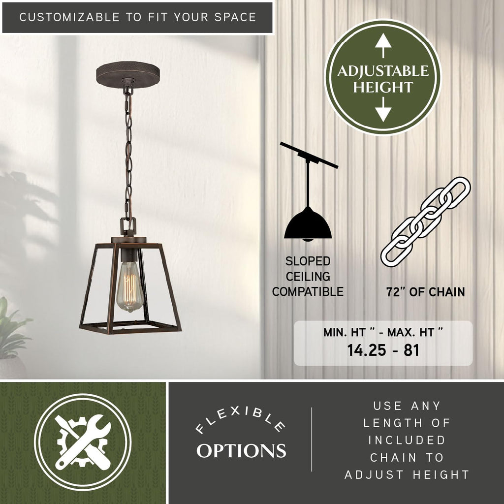 Grant Bronze Farmhouse Mini Pendant Ceiling Light Clear Glass