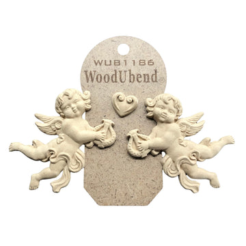 Little Angels Set of 3 Appliques - Heat Bendable & Flexible Wood Moldings - DIY Craft & Home Decor - Easy to