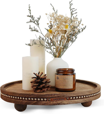 Decor Decorative Round Tray 11.81in Decor for Coffee Table Farmhouse Kitchen Table Living Room Bathroom Centerpiece