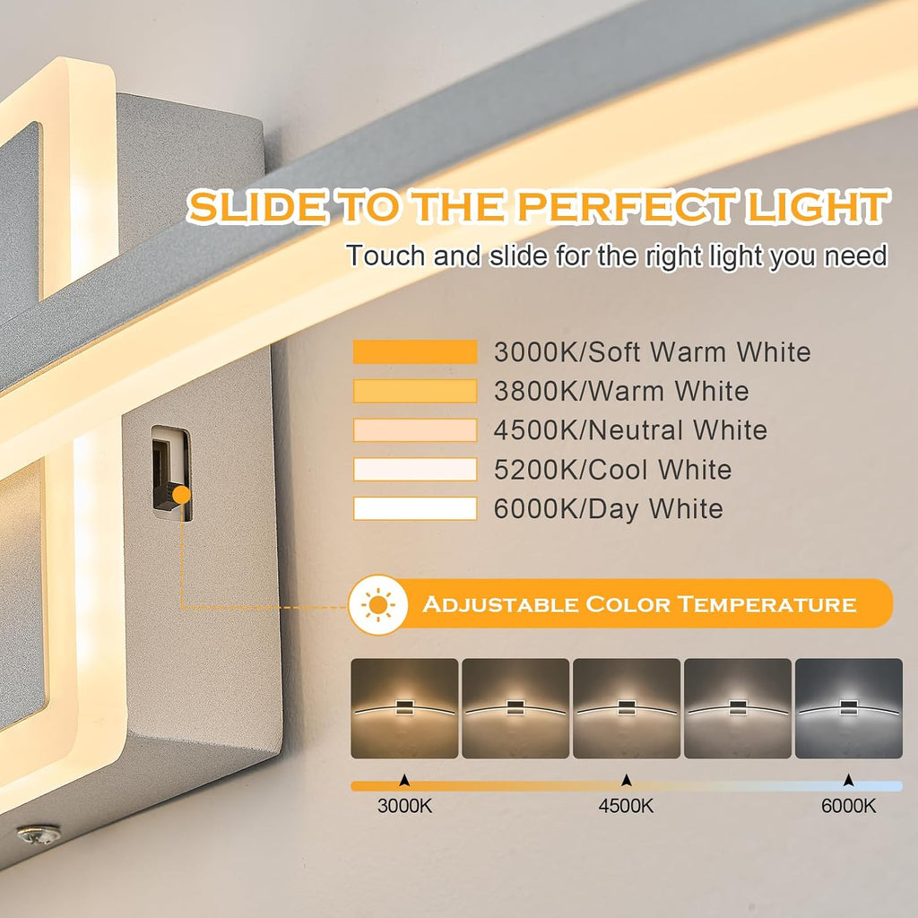 Modern LED Wall Sconce Silver LED Bathroom Light Fixtures Over Mirror Wall Lighting , Dimmable Long Vanity Light