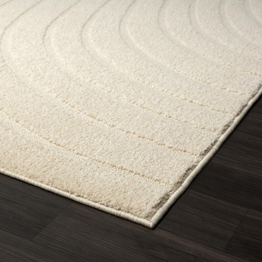 Modern Geometric Wave Cream Area Rug