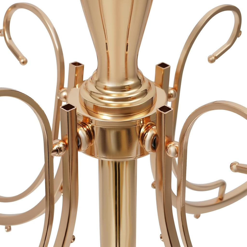 5 Arms Candelabra Crystal Candle Holder, 49 Inches Gold Crystal Candle Holders with Hanging Crystal Drop, Gold Floor
