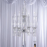 40" 5 Arm Premium Crystal Glass Taper Candle Holder Candelabra with Chandelier Chains
