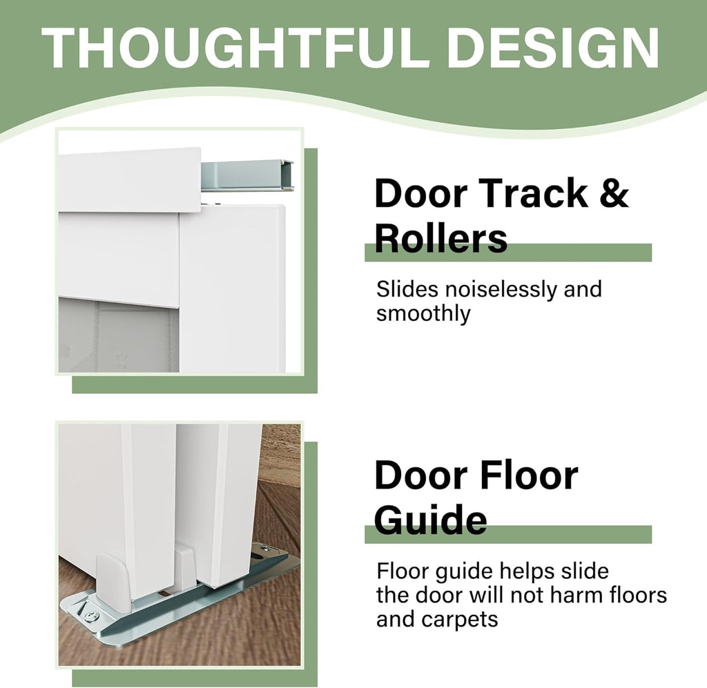 Paintable Sliding Closet Door 60" x 80", 5-Panel Solid Core Interior Sliding Door for Bedroom, Bypas