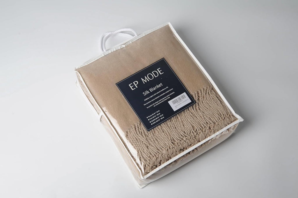 Fringed Mulberry Silk Throw Blanket