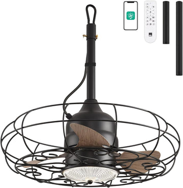 Outdoor Ceiling Fans with Light, 21'' Wet Rated Outdoor Hanging Fan for Gazebo