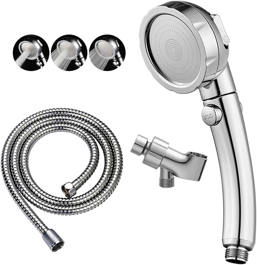 Chrome High Pressure Handheld Shower Head with ON/OFF Pause Switch, 3 Spray Modes Shower Wand with Shut Off Button