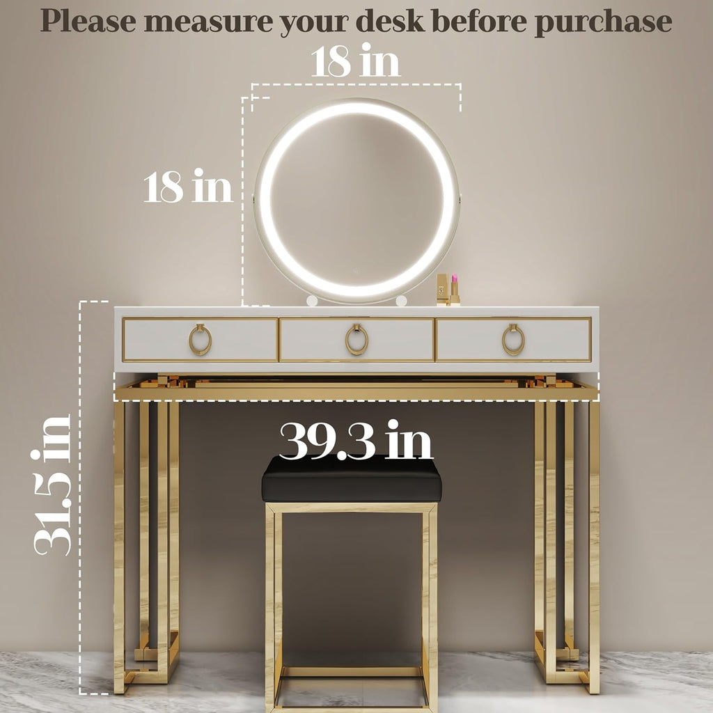 Makeup Mirror with Lights, 18 Inch Vanity Mirror with Lights, Lighted Makeup Mirror, Smart Touch Control Round Lighted
