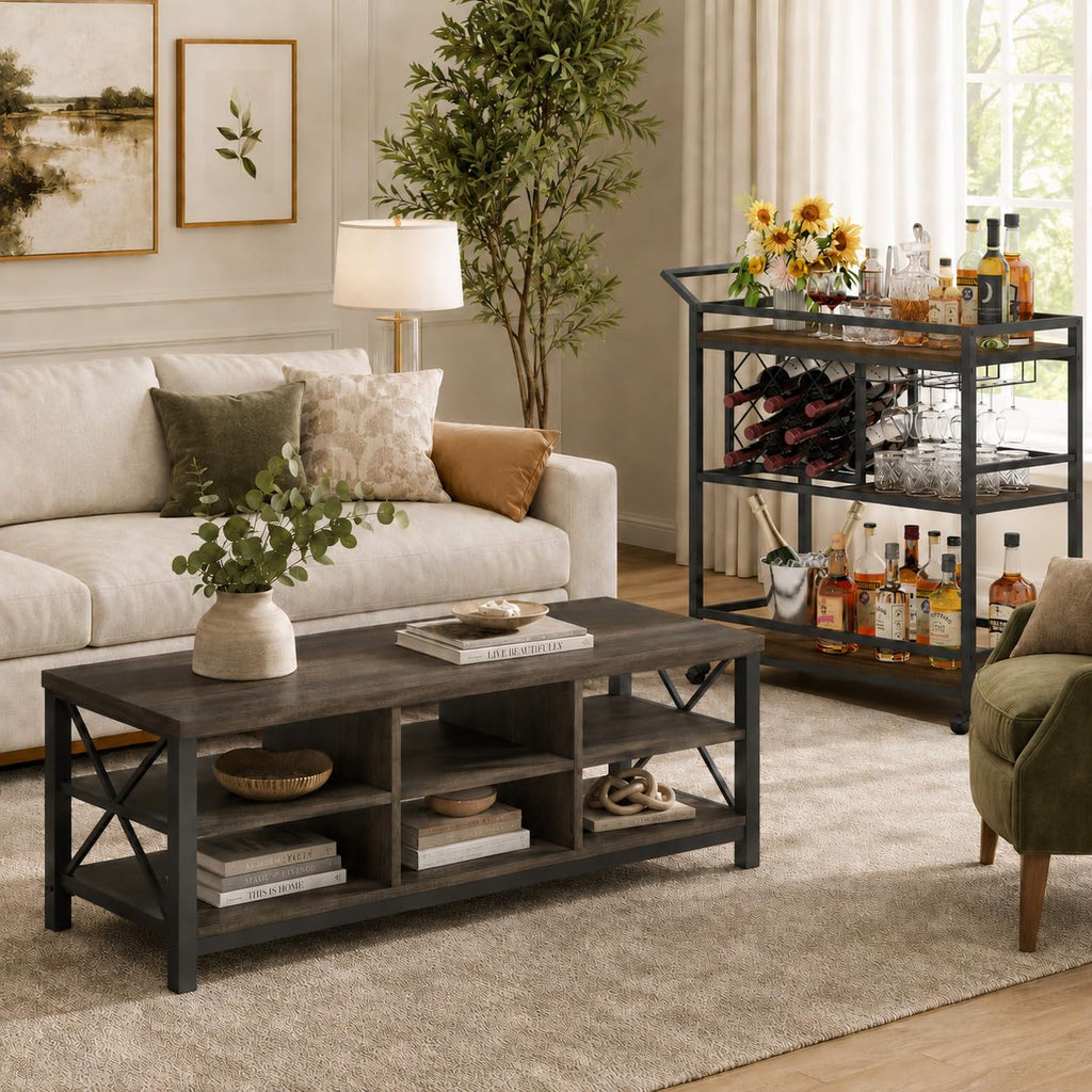 Industrial Shoe Bench with Storage, Rustic Entryway Bench