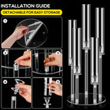 2 Pack 5 Arms Acrylic Candelabra Candle Holder Clear Candelabra Centerpieces, Crystal Candlesticks Pillar Taper