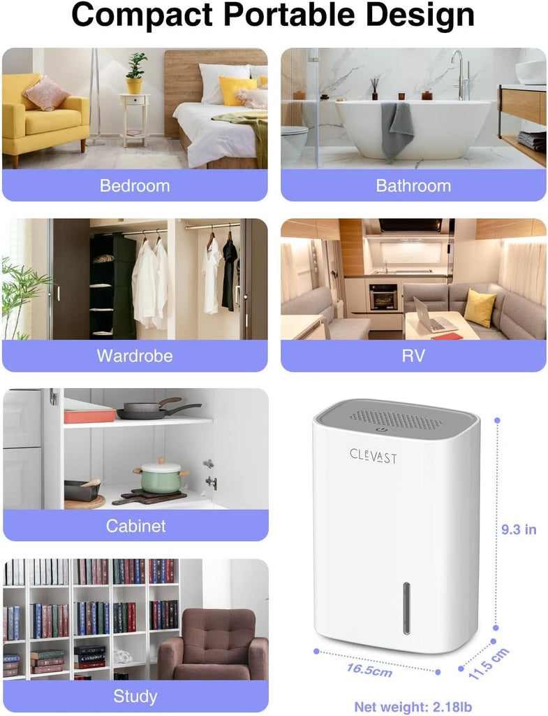 Small Dehumidifier for Home, 30oz Quiet Mini Dehumidifier for Bathroom, Bedroom & Closet