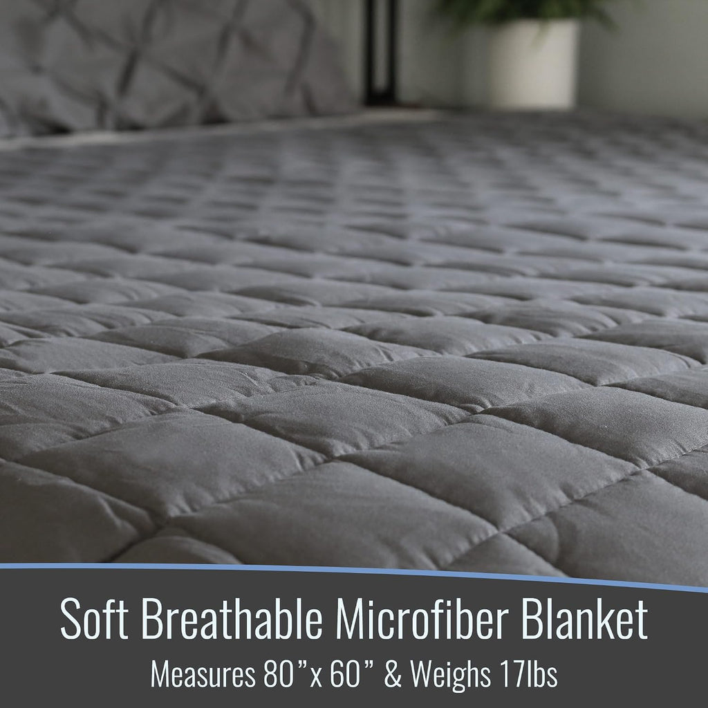 DMI Microfiber Weighted Blanket Queen | 17 lb Heavy Blanket | 80" x 60" Breathable | Soft Microfiber with Glass Beads