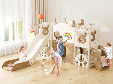 Toddler Slide, 13 in 1 Kids Slide for Toddlers, New Upgrade with Golf Set, Basketball Hoop, Drawing Board for Indoor