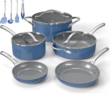 12-Piece Ceramic Cookware Set, Nonstick Pots and Pans Set, Non-Toxic PTFE & PFAS-Free Cookware with Silicone