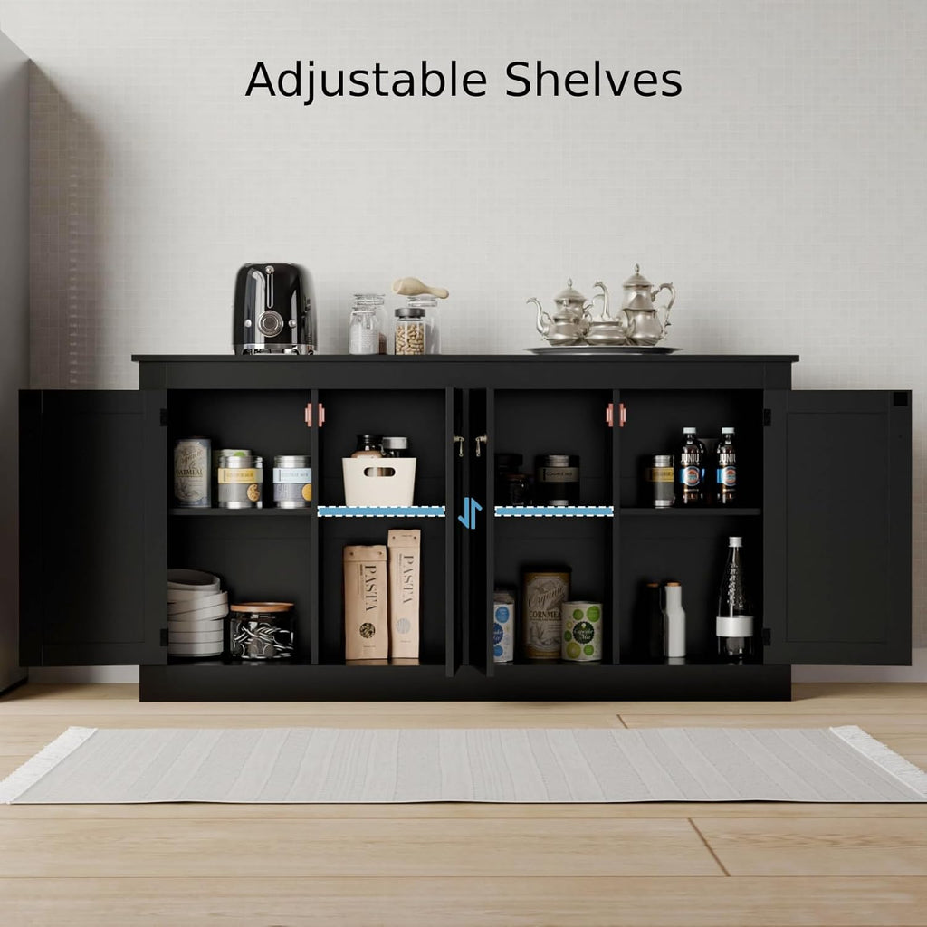 Buffet Cabinet with Storage - Kitchen Storage Cabinet Wood Console Table Coffee Bar Accent Cabinets for Living Room
