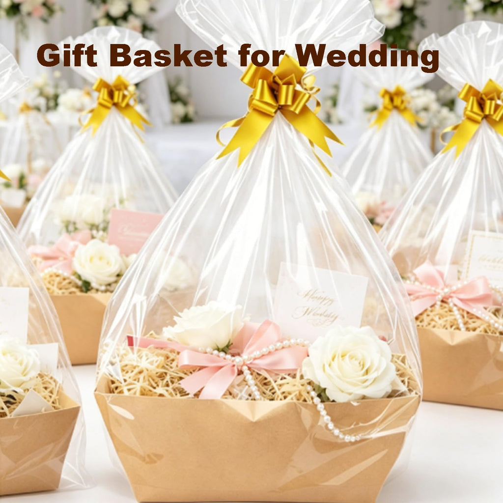 10 PCS Empty Gift Basket Kit with 500g Crinkle Paper Filler Kraft