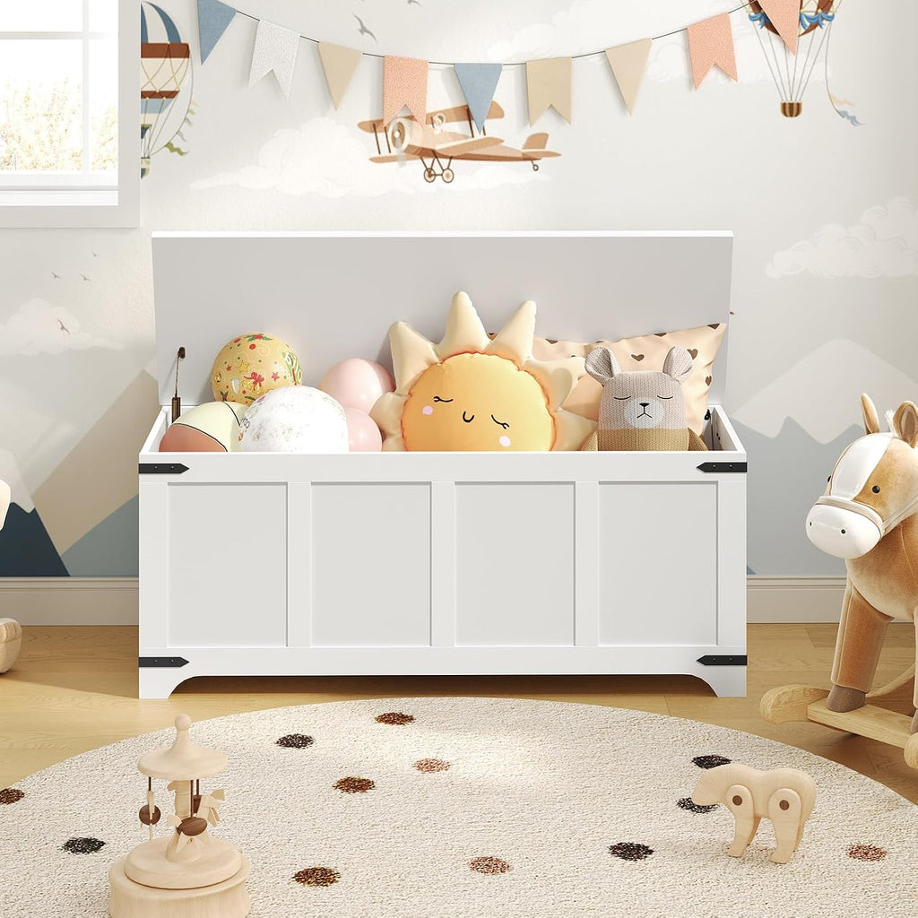 47.2" Storage Chest Extra Large, Wooden Storage Bench with 2 Safety Hinges, Entryway Shoe Bench, 47.2x15.7x19.7 Inch