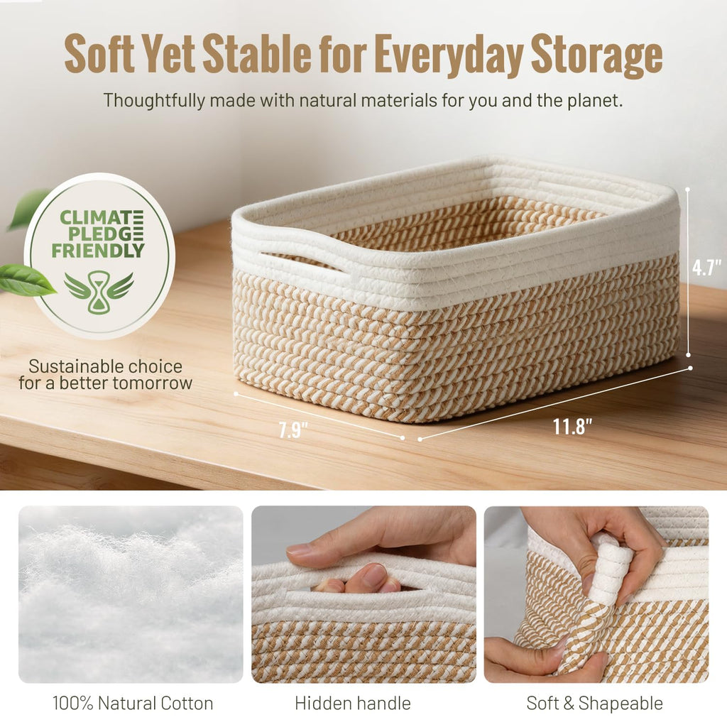 5 Pack Small Woven Storage Baskets for Shelves, Gift Baskets Empty
